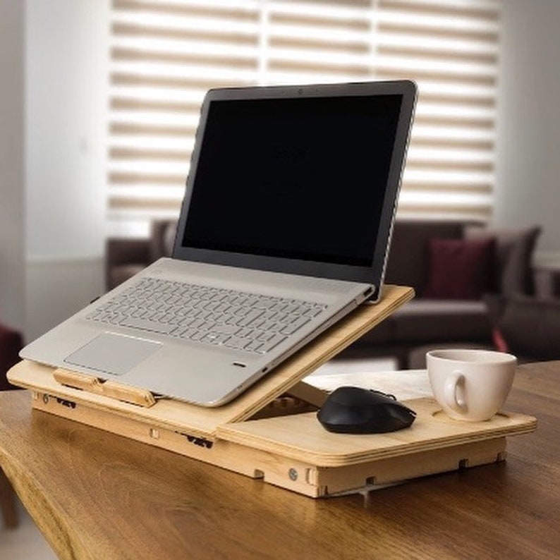 Height Adjustable Wooden Laptop Stand Wooden Notebook Stand Etsy