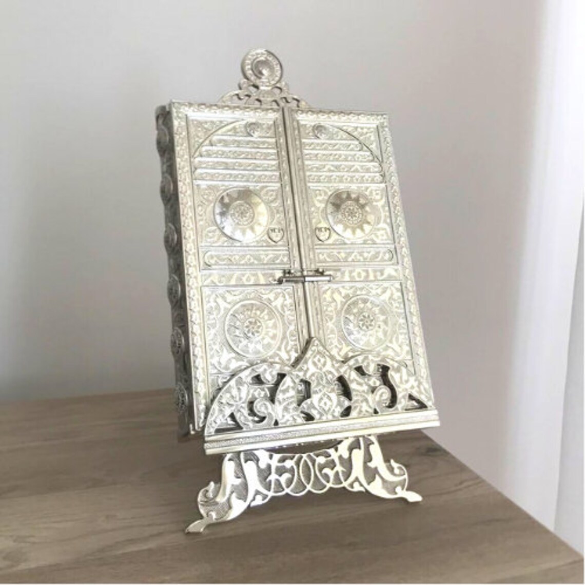 Silver Covered Quran Box Lectern Holy Quran Storage Box Etsy