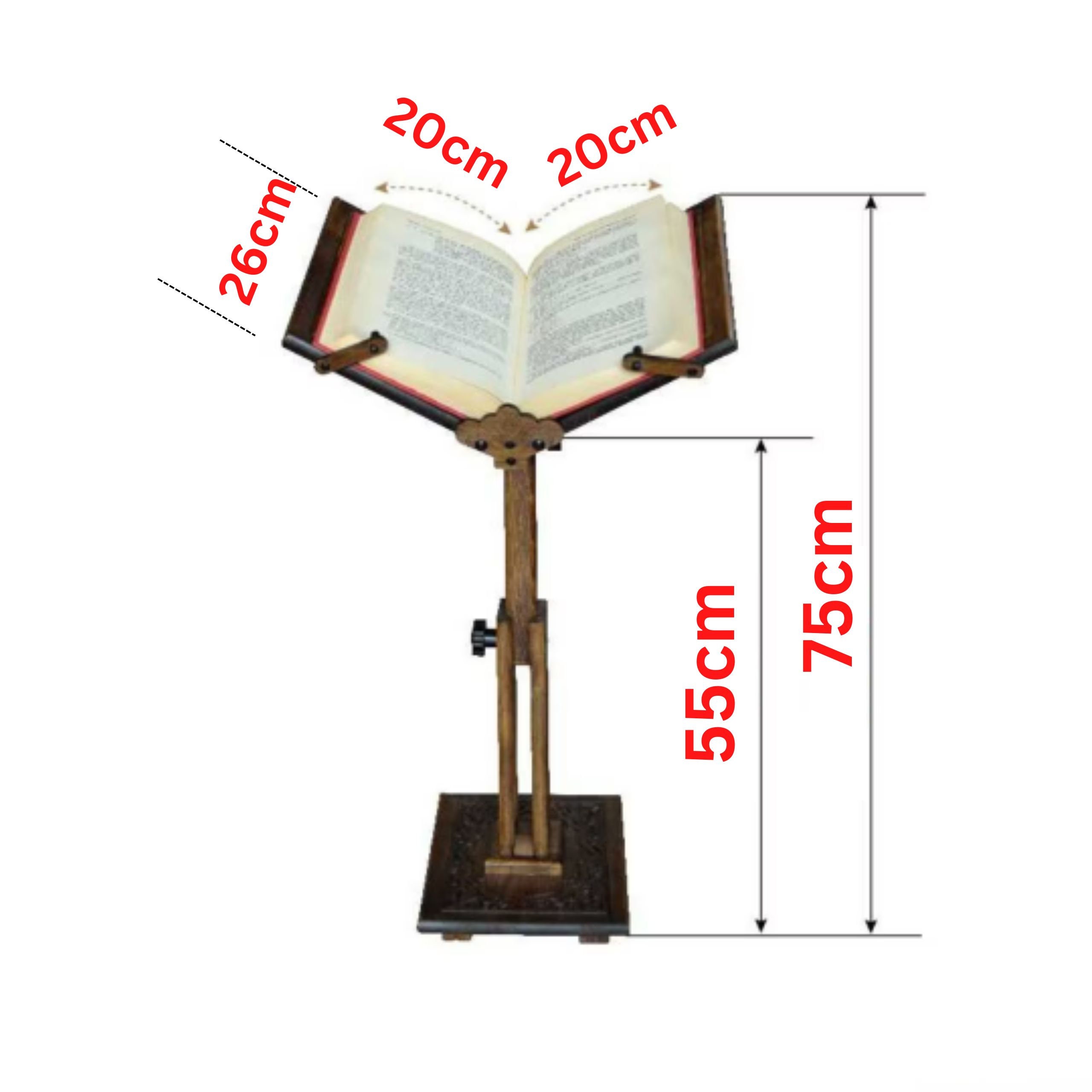 Adjustable Carved Wooden Book Stand Quran, Bible, Torah Holder