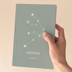 Spersonalizowany notatnik ze znakiem zodiaku, spersonalizowany dziennik z imieniem, notatnik w twardej oprawie, wyjątkowy prezent, spersonalizowany prezent ze znakiem zodiaku, konstelacja zodiaku, znak zodiaku