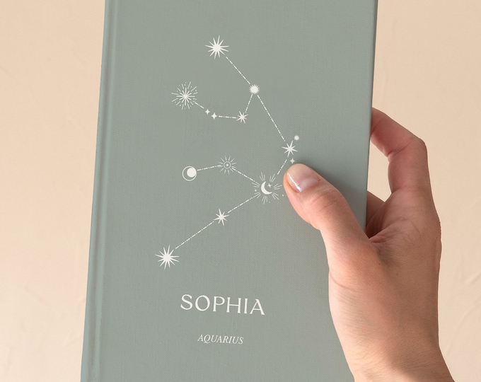 Personalised Zodiac Constellation Hardcover Notebook: Custom Name Journal