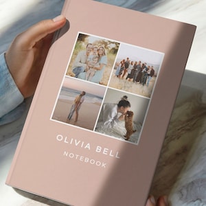 Gepersonaliseerde fotonotitieboekje, aangepast naamdagboek, notitieboek met harde kaft, uniek cadeau, aangepaste foto en tekst