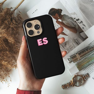 Personalisierte Hülle für iPhone 15, 14 Pro Max, benutzerdefinierte Initialen Hülle für Samsung Galaxy S24, S23 Ultra, Pixel 8, Monogramm Hülle für iPhone