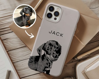 Custom Pet Drawing Phone Case For iPhone 15, 14 Pro Max, Custom Dog Phone Case For Samsung Galaxy S24, S23 Ultra, Pixel 7, Cat Phone Case