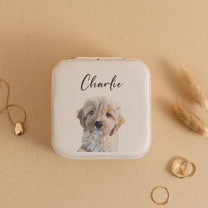 Benutzerdefinierte Haustier Schmuck Reise-Etui, personalisierte Haustier Geschenk, benutzerdefinierte Schmuckschatulle, Haustier-Porträt, Reise-Etui für Schmuck, Kunstleder, Geschenk für sie