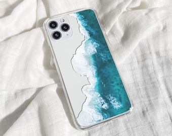 Beach Wave Phone Case: Ocean Design, Clear Protective Cover