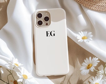 Telefoonhoesje met gepersonaliseerde initialen: witte en zwarte iPhone, Galaxy
