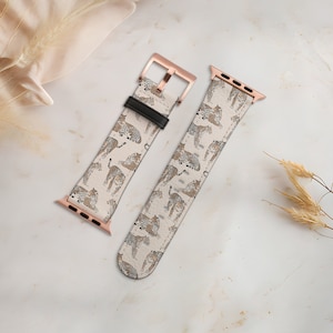 Leopard Design Apple Watch Band, Apple Watch Series 9, 8, 7, 6, 5, 4, SE, Ultra, Faux Leather Watch Strap, 38mm 40mm 41mm 42mm 44mm 45mm