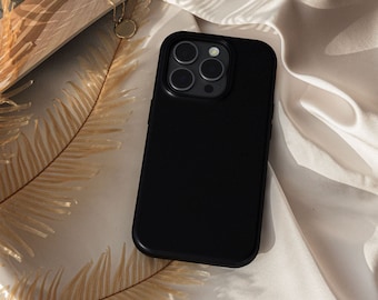 Plain Black Protective Phone Case: iPhone, Galaxy, Pixel