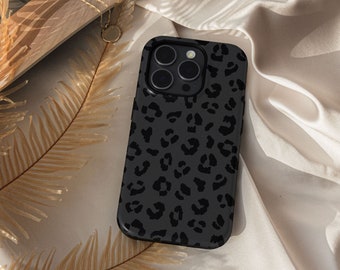Black Leopard Print iPhone Case: Protective MagSafe Cover