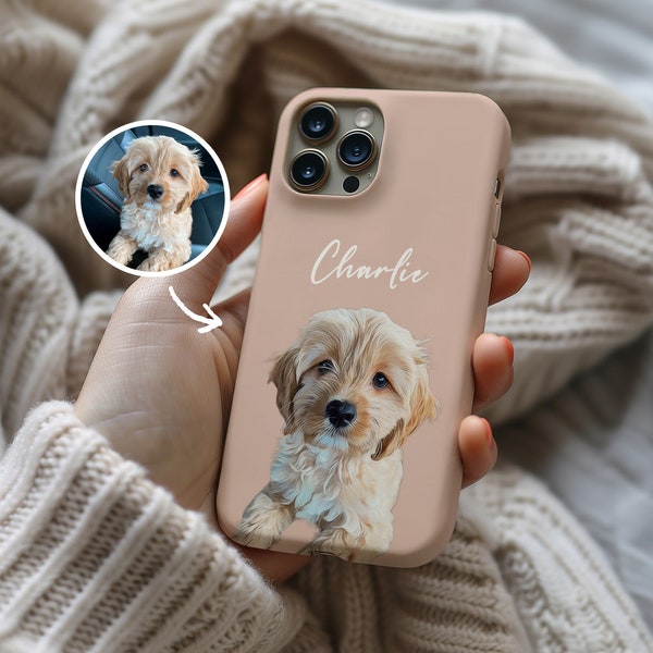 Custom Pet Portrait Phone Case For iPhone 15, 14 Pro Max, Custom Dog Phone Case For Samsung Galaxy S24, S23 Ultra, Pixel 7, Cat Phone Cas