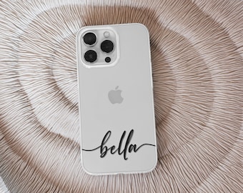 Personalised Name Clear Phone Case: iPhone, Galaxy, MagSafe Compatible