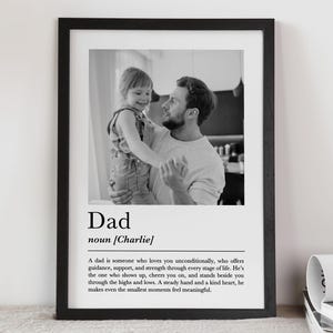 Personalised Dad Print, Custom Photo Print, Father Gift, Gift For Dad, Framed Wall Art, Dad Definition, Father&#39;s Day Gift, Birthday Gift