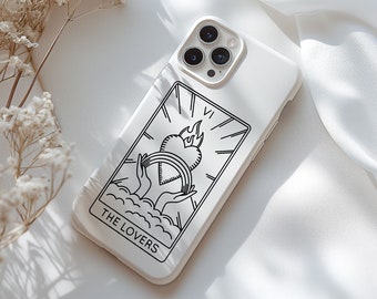 White Tarot Card Case For iPhone 15, 14, Pro Max, Protective Phone Case For Samsung Galaxy S23, S22 Ultra, Pixel, MagSafe Case For iPhone
