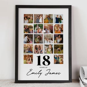 Personalised 18th Birthday Print, Custom Photo Collage, 18th Birthday Gift, Birthday Keepsake, Framed Wall Art, Birthday Gift idea