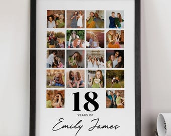Personalised 18th Birthday Photo Collage: Custom Wall Art