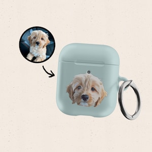 Étui AirPods personnalisé pour portrait d'animal de compagnie, housse AirPods personnalisée pour chien, étui de protection pour AirPods, cadeau personnalisé pour animal de compagnie, cadeau portrait d'animal unique