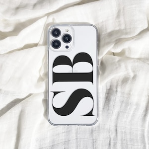 Gepersonaliseerde initialen duidelijk hoesje voor iPhone 15, 14, 13 Pro Max, aangepast telefoonhoesje voor Samsung Galaxy S23, S22 Ultra, MagSafe-hoesje voor iPhone