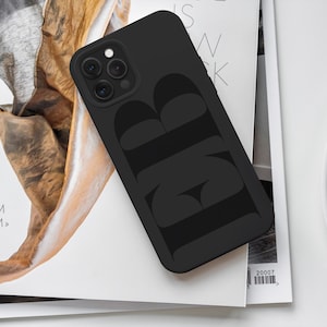 Custom Black Initials Phone Case, Minimalist Case for iPhone