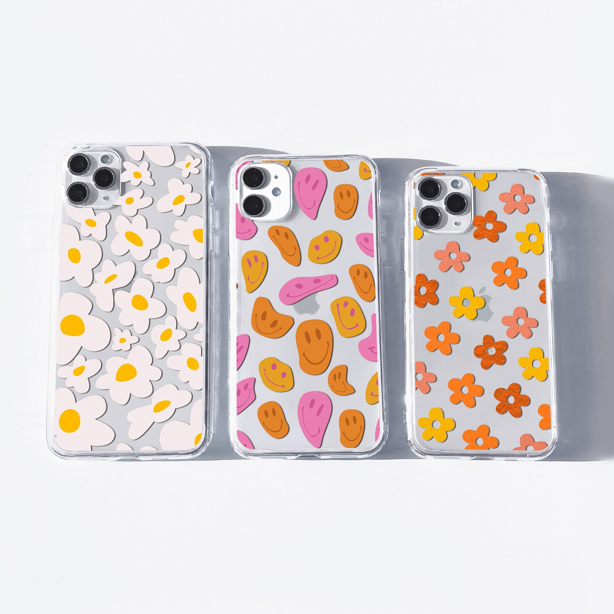 Retro Clear iPhone Case, iPhone 14 Case, Flower iPhone Case