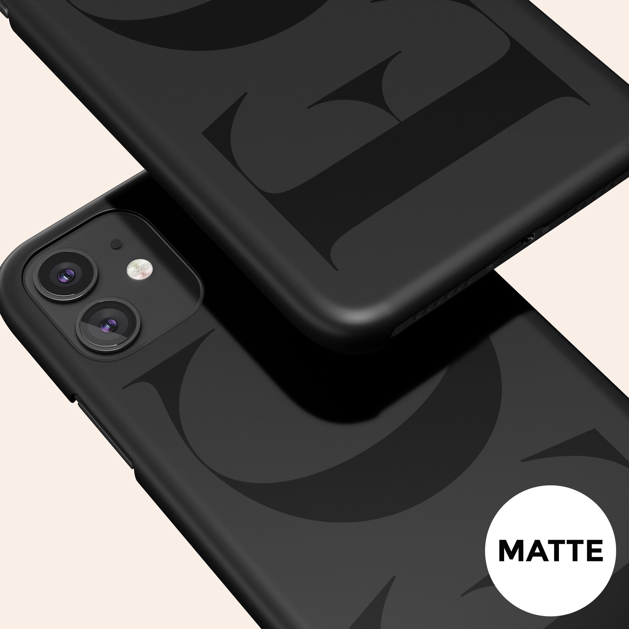 Custom Black Initials Phone Case, Minimalist Case for iPhone