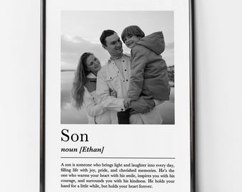Impressão de foto personalizada do filho: presente com definição personalizada, ideia de aniversário para filho