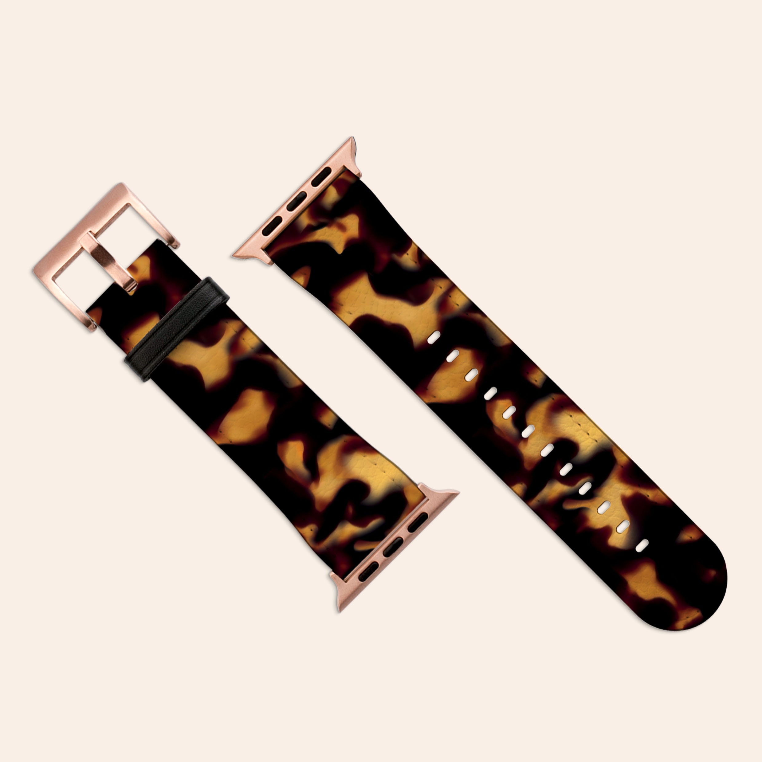 Tortoise Shell Apple Watch Band Vegan Leather Watch Strap Etsy