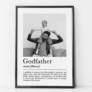 Personalised Godfather Print, Custom Photo Gift, Godfather Definition, Birthday Gift, Gift For Godfather, Gift From Godchild, Godparent Gift