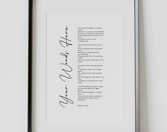 Favourite Poem, Song, Vows, Custom Text Print, Anniversary Gift, Personalised Quote Print
