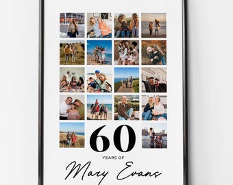 Personalized 60th Birthday Photo Collage: Custom Wall Art