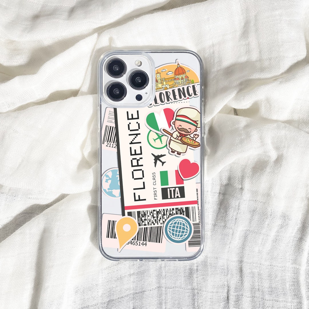 Boarding Pass Case for iPhone 15, 14, 13 Pro Max, Italy Flight Ticket