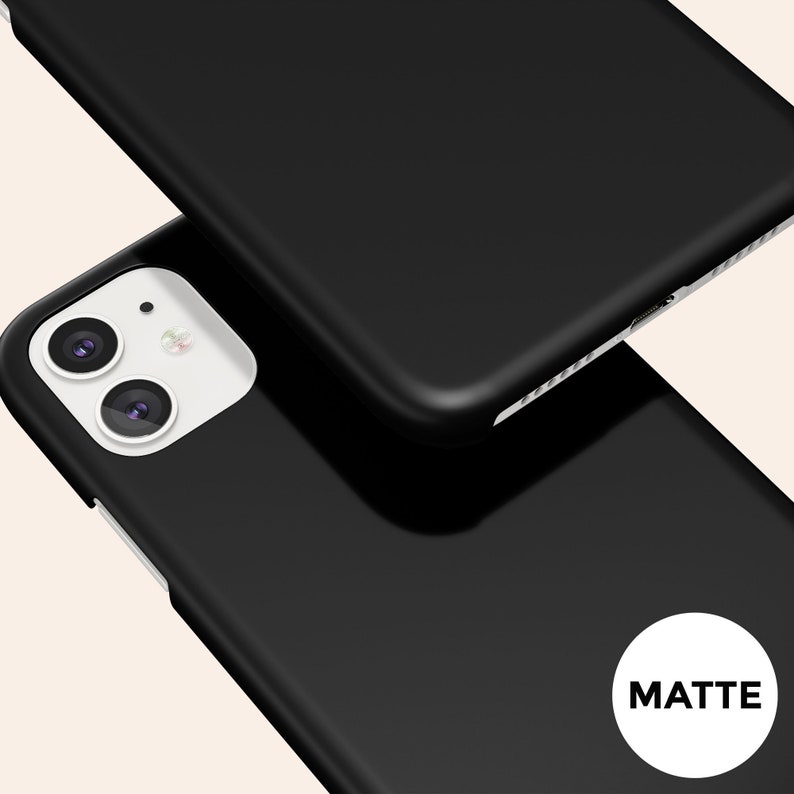May include: Black phone case with a matte finish. The case has a camera cutout and the word "MATTE" printed on the back.