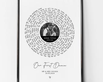 Personalised Song Lyrics Print: Anniversary, Wedding, Our First Dance