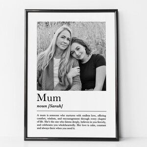 Personalised Mum Print, Custom Photo Print, Mother Gift, Gift For Mom, Framed Wall Art, Mum Definition, Mother’s Day Gift, Birthday Gift