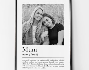 Gepersonaliseerde moederdefinitieprint, aangepaste fotocadeau, ingelijste muurkunst