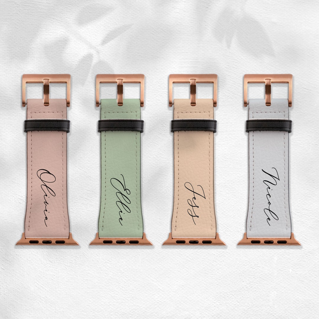 Personalised Apple Watch Band: Pastel Vegan Leather Strap