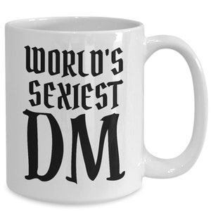 Worlds sexiest dungeon master funny coffee mug | dnd dd dm d20 dice roleplaying nerdy for men women best friend tabletop rts rpg
