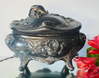 Antique Art Nouveau Footed Jewelry Casket