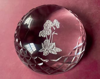 Vintage Waterford Frosted Flowers Dome Paperweight