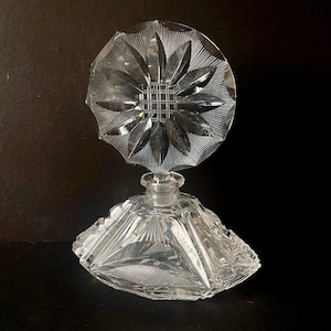 Vintage Cut Glass Perfume Bottle Art Deco Style