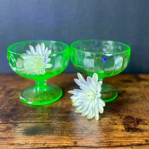 Federal Glass Green Uranium Depression Glass Sherbets