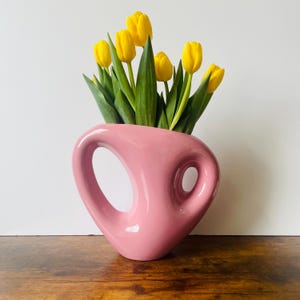 PINK MAUVE  Haeger Floral Vase Abstract Style