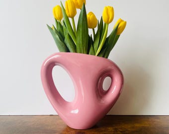 PINK MAUVE  Haeger Floral Vase Abstract Style