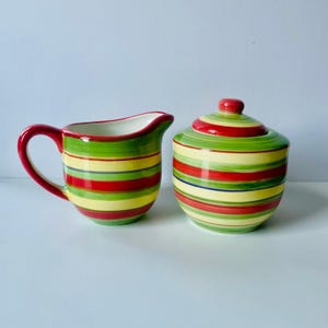 Dansk “Tropical Swirl” Handpainted Creamer and Sugar Bowl