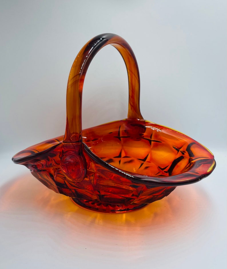 Vintage Tiara Indiana Glass Sunset Amberina Basket Etsy