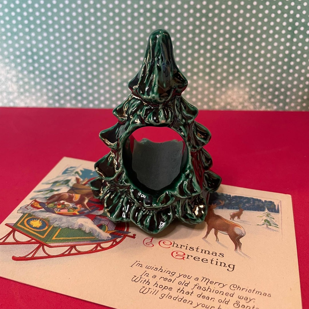 Vintage Set of 6 six Ceramic Christmas Tree Napkin Holders Etsy