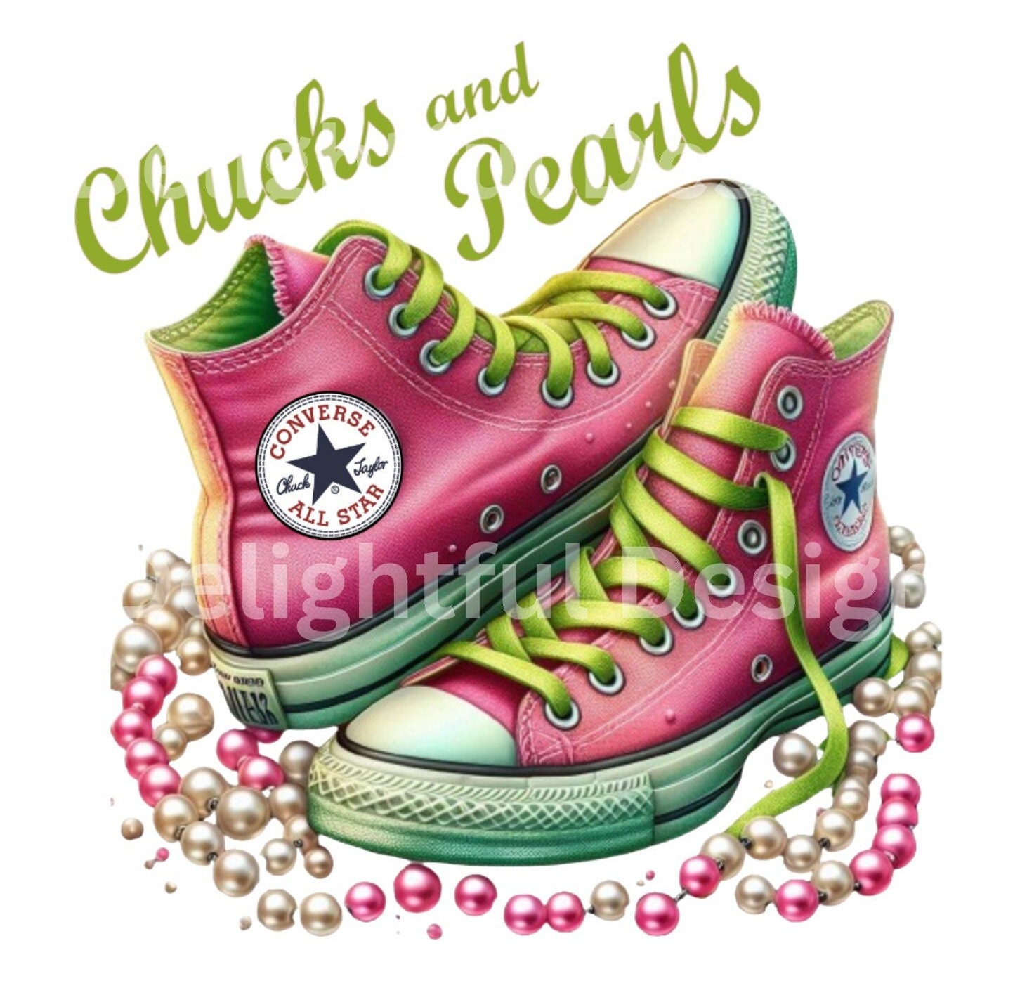 Pink and Green Chucks Etsy