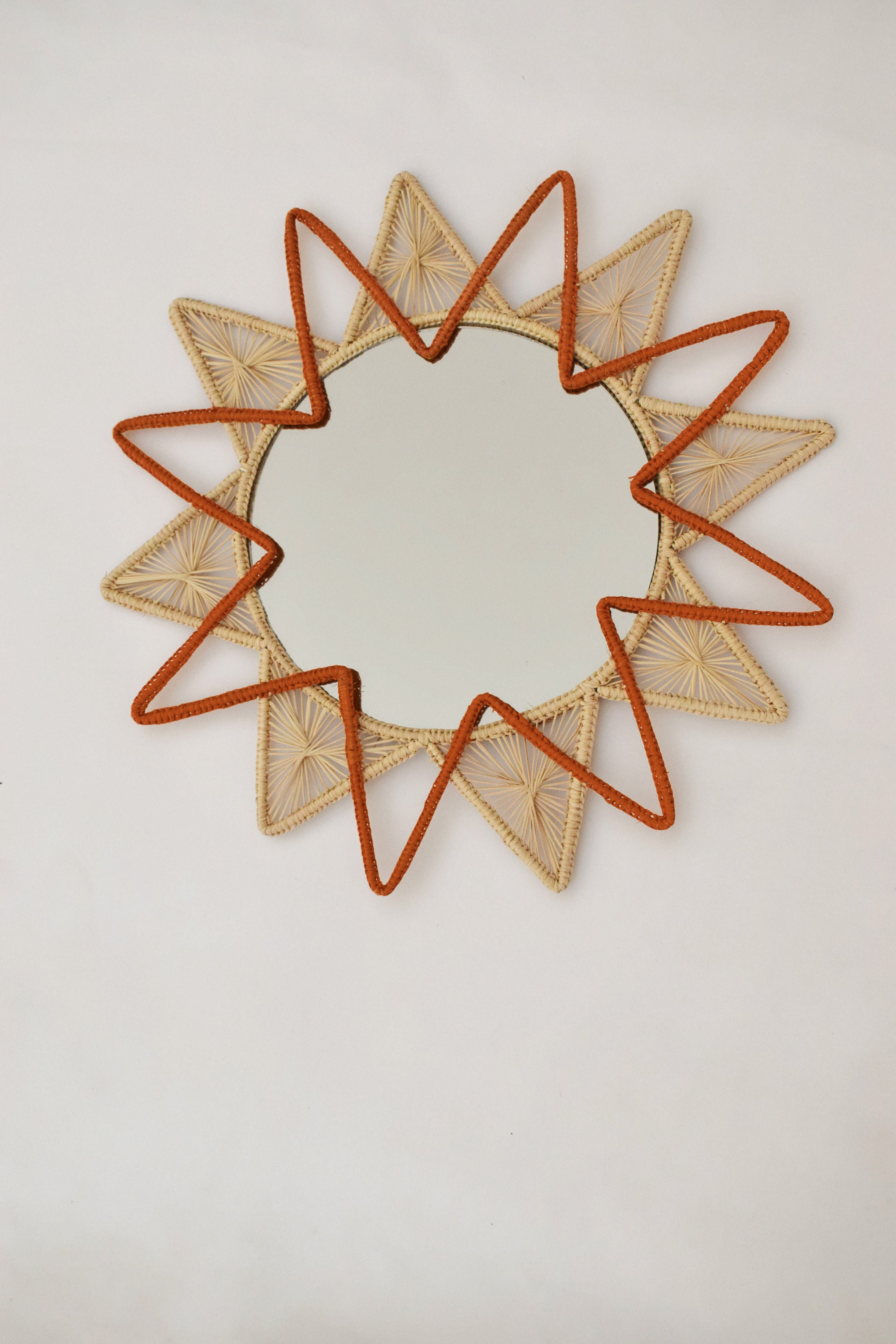 Home & Living Boho Round Nursery Iraca Mirror Home Décor