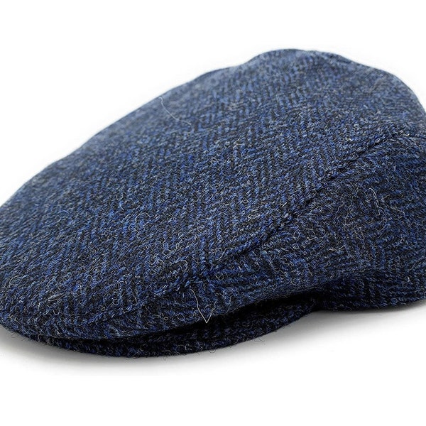 Authentic Men's Harris Tweed Flat Cap Navy  Made In Scotland