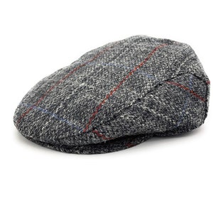 Authentic Men's Harris Tweed  Flat Cap Grey Check Made In Scotland